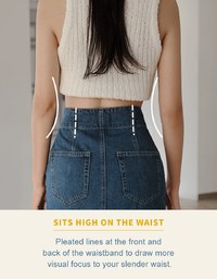 【Den!m LITE】Perfect Waistline Midi SKIRT Lightweigth Fabric Extra High Waisted Flared Jeans Denim Skirt DNA
